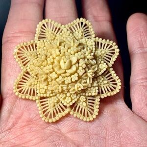 Vintage Celluloid Brooch 1930's Art Deco Hand Carved